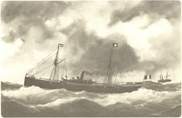 The 'Suzanne et Marie' steamer in 1891 (oil paint of Ed. Adam)